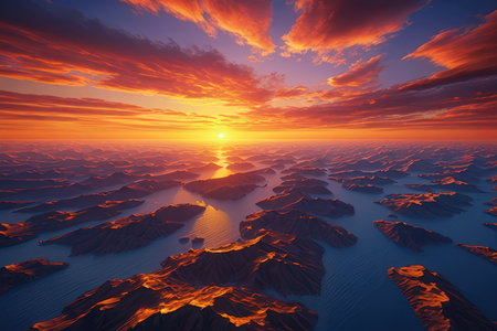 Mountain and lake. 3D illustration.の素材