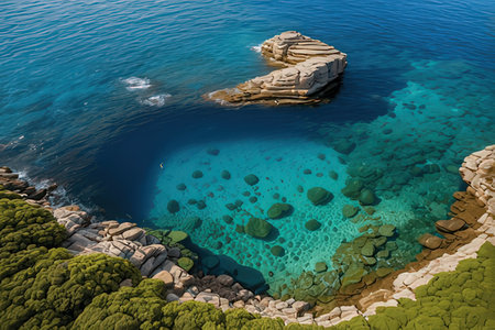 Aerial view of the rocky coast of the island of Sardiniaの素材