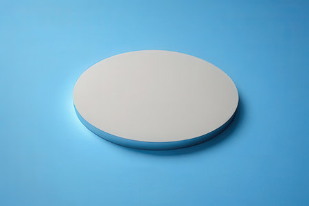 White round podium on a blue background. 3d rendering mock upの素材