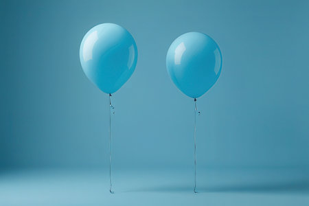 Blue balloons on blue background. Minimal concept. 3D Renderingの素材