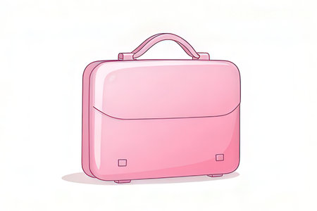 Illustration of a pink briefcase isolated on a white background.の素材