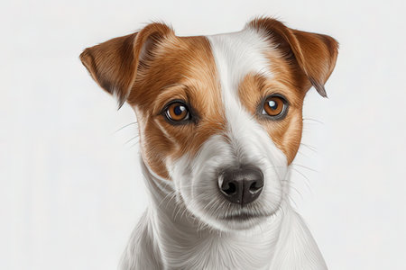 Portrait of a Jack Russell Terrier dog on a white backgroundの素材