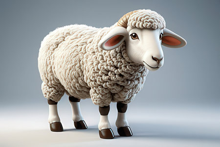 Sheep isolated on a white background. 3d render illustration.の素材