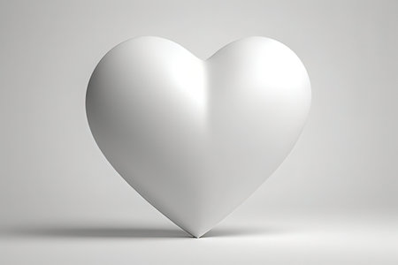 White heart on a gray background. 3d rendering, 3d illustration.の素材