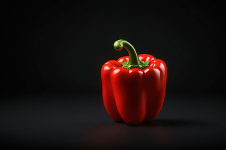 Red bell pepper isolated on black background. 3d render illustration.の素材