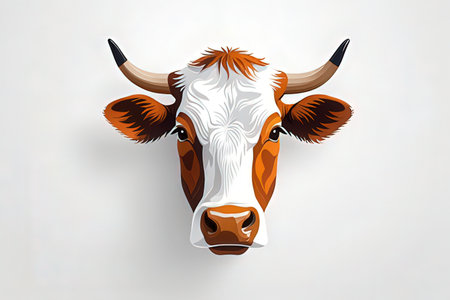 Cow head with horns on a white background. Vector illustration for your designの素材