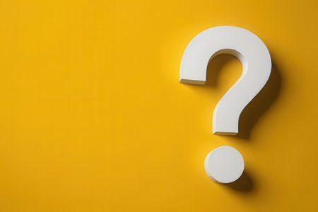 Question mark on a yellow background with copy space. 3d renderingの素材