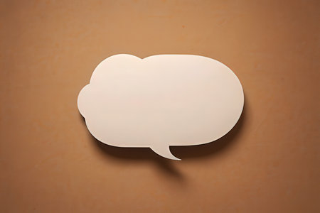 Paper speech bubble on brown paper background. 3d render illustration.の素材