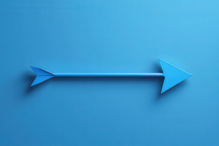 Blue arrow on a blue background. 3d rendering, 3d illustration.の素材