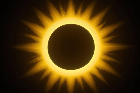 Solar Eclipse of the Sun on a Black Background. 3D Rendering