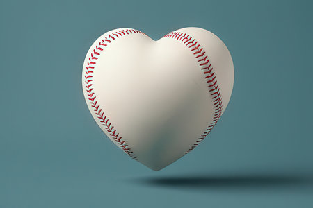 Baseball in the form of a heart on a blue background. 3d renderingの写真素材