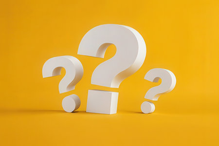 Question mark and white question mark on yellow background. 3d rendering