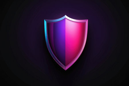 Illustration of a purple shield on a dark background. Vector illustrationの写真素材
