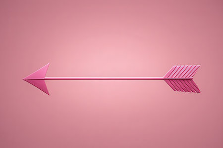 Arrow on a pink background. 3d rendering. Computer digital drawing.の写真素材
