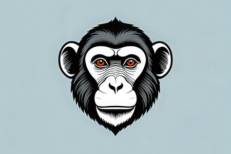 Chimpanzee head vector illustration isolated on a white background.の写真素材
