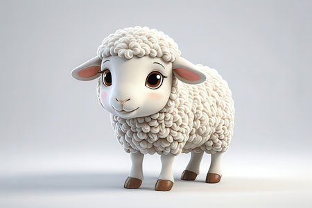 Sheep isolated on white background. 3D illustration. 3D rendering.の写真素材