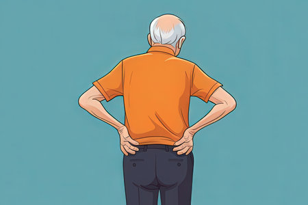 Senior man with back pain. Health care concept. Vector illustration.の写真素材