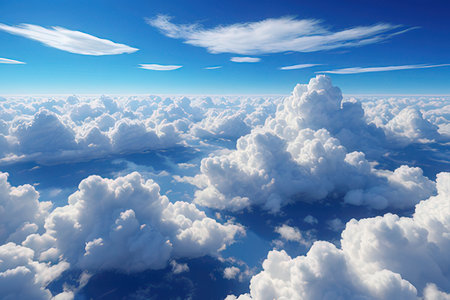 Aerial view of beautiful clouds in blue sky. 3d illustration