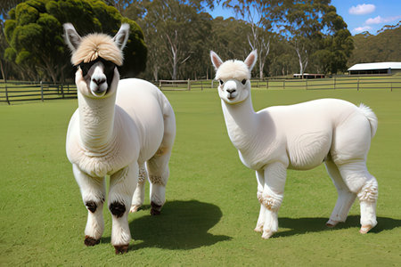 Alpaca in the paddock of a farm in Australia.
