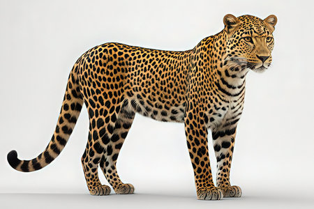 Leopard on a white background. 3D rendering. Computer digital drawing.の写真素材