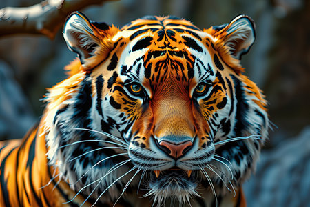 Portrait of a tiger in the jungle. Close-up.の写真素材