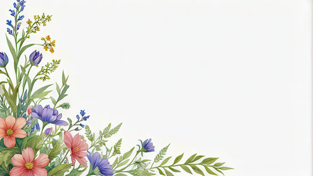 Illustration of a bouquet of flowers on a white background.の写真素材