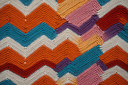 Colorful hand woven mat background. Close-up. Selective focus.