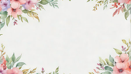 Watercolor floral background with space for text. Hand drawn vector illustration.の写真素材