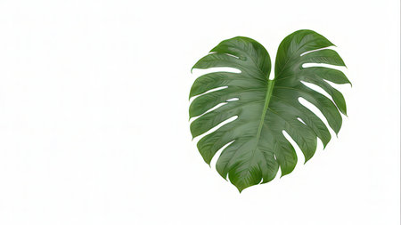 Monstera leaf isolated on white background. 3D illustration. Natural background.