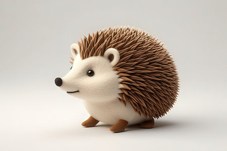 Hedgehog made of wood on a white background. 3d renderingの写真素材
