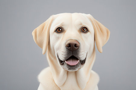 Labrador retriever dog isolated on gray background. Studio shot.