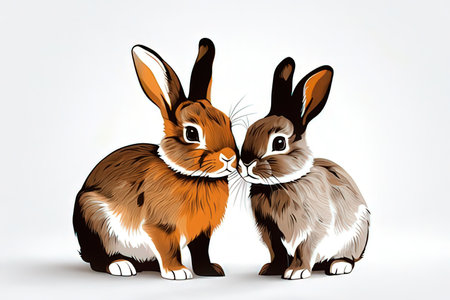 Rabbits on a white background. Vector illustration of rabbits.の写真素材
