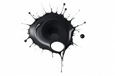 Black oil paint splash isolated on white background. 3d illustration.の写真素材