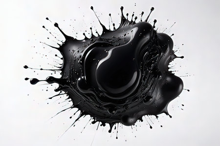 Black paint splash isolated on white background. Black paint splash on white background.の写真素材
