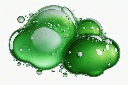 Water drops isolated on white background. 3D illustration. Green color.