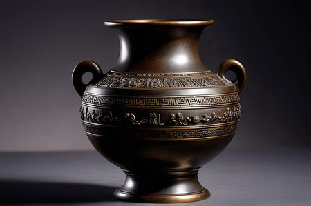 Antique vase on dark background. Antique vase.の写真素材