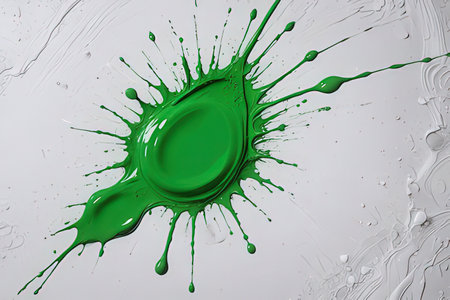 Green paint splashing on a white background. 3d rendering.の写真素材