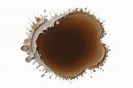 close up of a chocolate splash on white background with clipping pathの写真素材