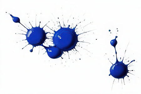 Blue paint splashes isolated on white background. 3d render.の写真素材