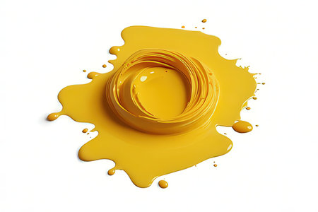 Yellow oil paint splash isolated on white background. 3d render.