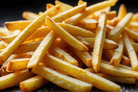 french fries on a black background. tinting. selective focusの写真素材