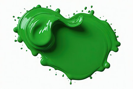 green paint splash isolated on white background. 3d render illustration.の写真素材