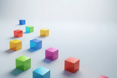 Colorful cubes on the white background. 3d render illustration.の写真素材