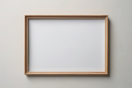 Empty picture frame on white wall background,Template mock up for adding your designの写真素材