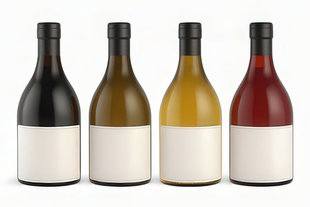 Bottles of wine on a white background. 3D illustration.の写真素材