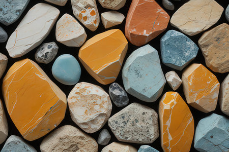 Colorful marble pebbles as background texture, closeup.の写真素材