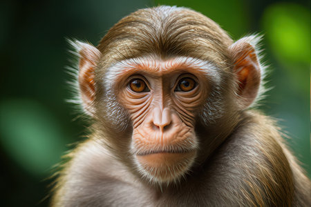 Portrait of a macaque monkey. Close-up of a monkey