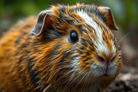 guinea pig close-up in the garden, shallow depth of fieldの写真素材