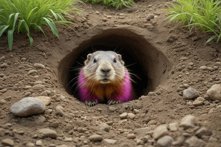 Prairie dog in the hole. Marmot in the hole.の写真素材
