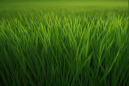 Rice field background. Green grass texture. Realistic vector illustration.の写真素材